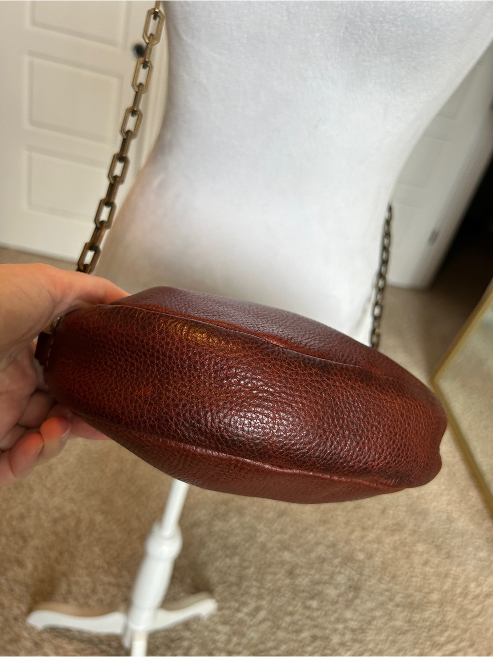 PORTLAND LEATHER Roswell Crossbody in Nutmeg Antique Gold-tone Chain (Retired) - Picture 11 of 13